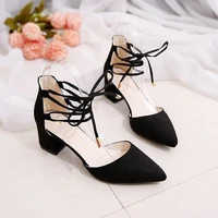 2019 spring new women shoes basic style retro fashion high heels pointed toe office career shallow footwear pumps r019