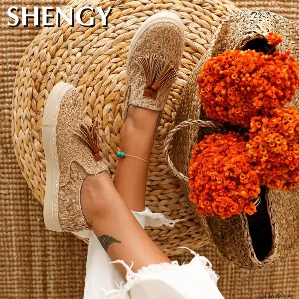 Туфли женские холщовые с бахромой дышащие кроссовки повседневная обувь на