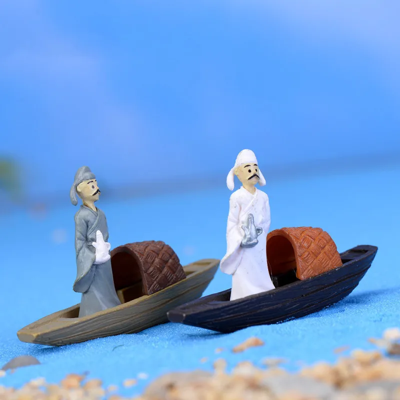 Cartoon Raft Boat Ancient Poet Dolls Models Anime Figure DIY Daily Assembly Ornaments Crafts Materials Figma Gifts Toys for Kids | Игрушки и