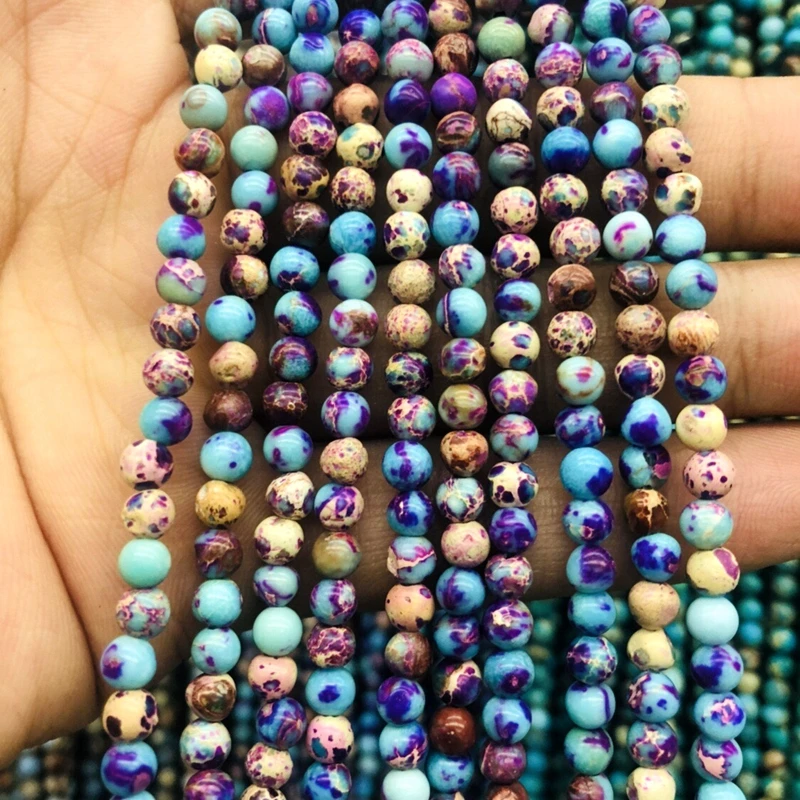 Оптовая продажа 1 шнур натуральная разноцветная искусственная яшма для осадка 4