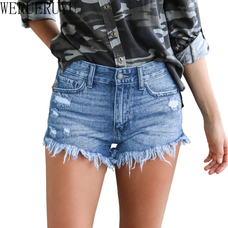 

2021 New Fashion Elasticity Tassel Mini Denim Shorts Bottoms Summer Womens Clothing Korean Harajuku Streetwear Jean Shorts Pants