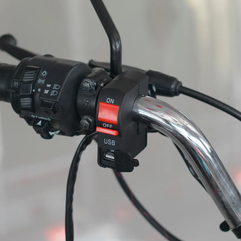USB переключатель на руль зарядное устройство для телефона Зарядка мотоцикла