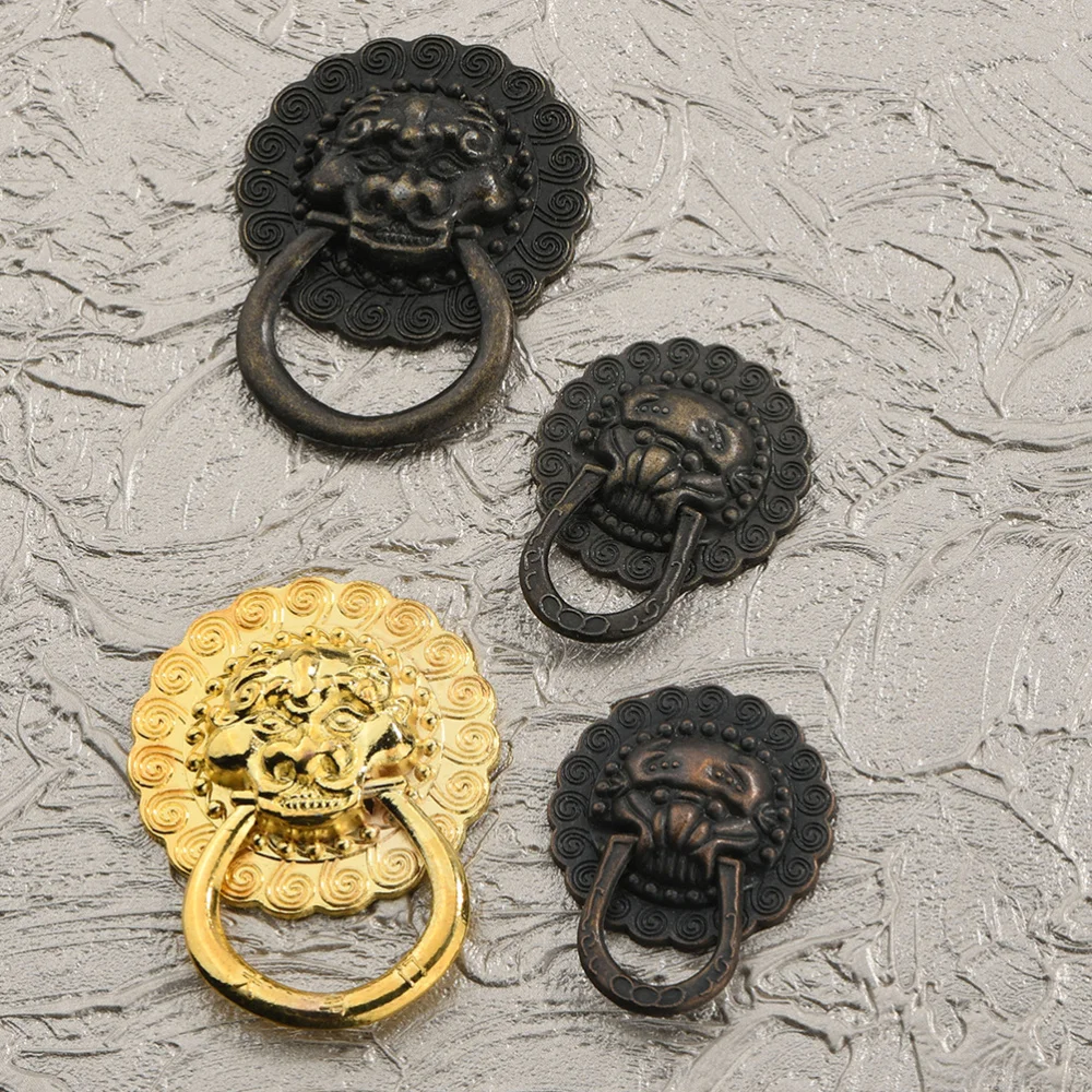 

6Pcs Vintage Zinc Alloy Ring Simple Door Knob Furniture Install Knob Golden