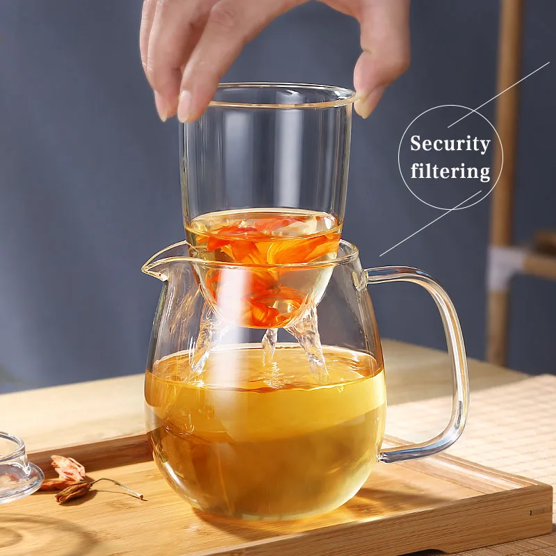 Прочный стеклянный цветочный чайник для кухни 600 мл модный кофейный гостиной