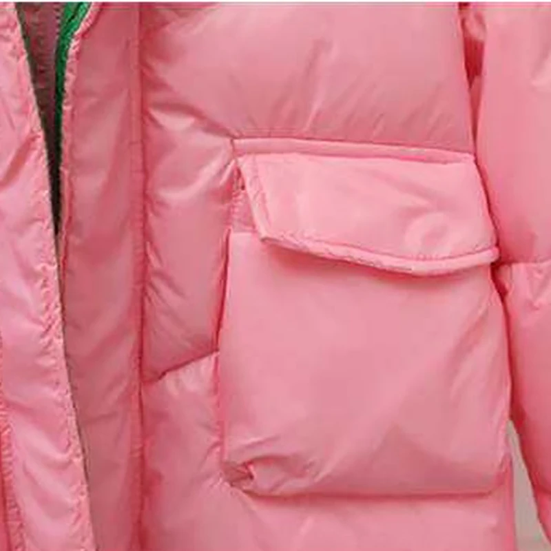 

2020 Bright Color Winter Casual Women's Duck Down Jacket Coat Loose Hooded Thick Warm Parka Outwear Kobieta Kurtka Black /white