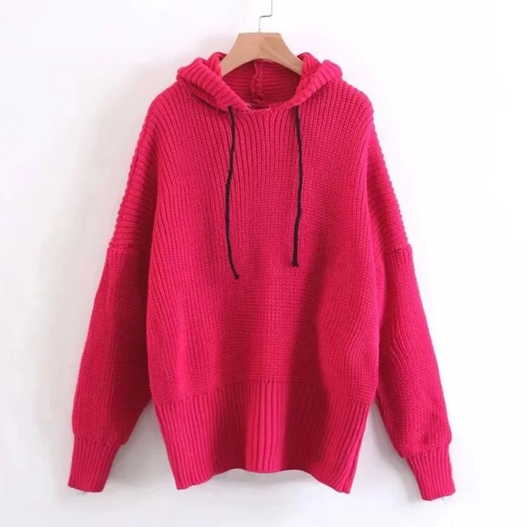 

Mid-length Hooded Drawstring Women Sweaters Pullover Oversized Winter Clothes Women 43