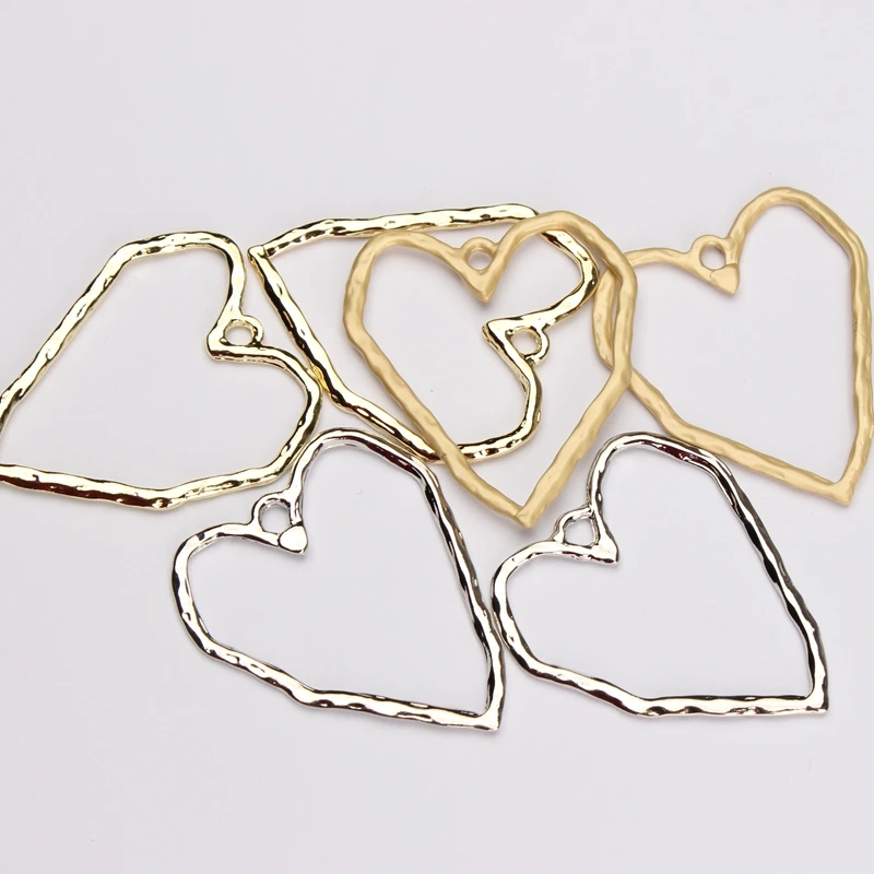Цинковый сплав золотые полые сердца Подвески 6 шт./лот для DIY модные ювелирные