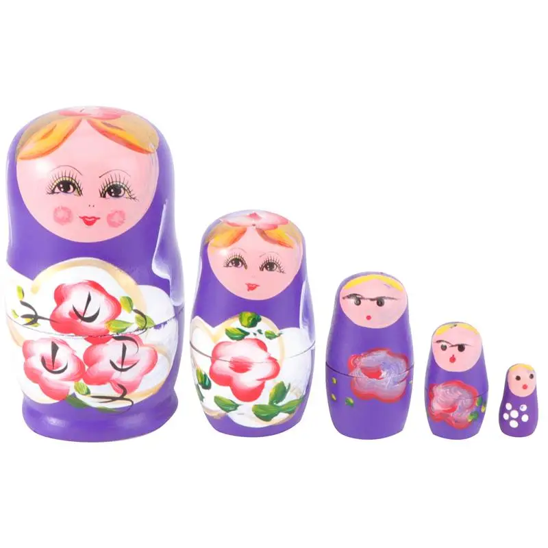 

5Pcs Wooden Russian Matryoshka Creative Nesting Doll Chic Home Adornment
