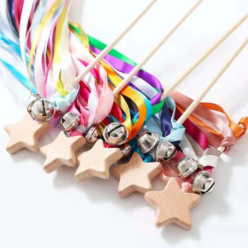 

Infant Rainbow Ribbon Hand Bells Hand Kite Sensory Ribbon Toy Montessori Waldorf Toys Kids Toddler Rattle Ball Kite Ribbon Toy