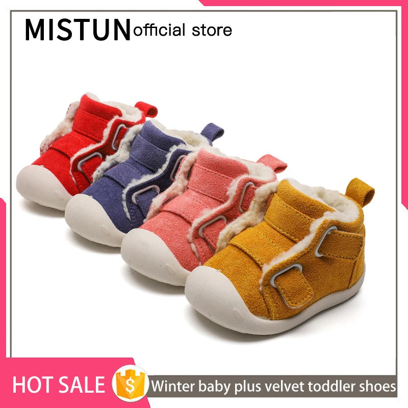 Winter 2021 baby plus velvet toddler shoes baby soft-soled shoes girls short boots boys cotton shoes children 1-3 years old