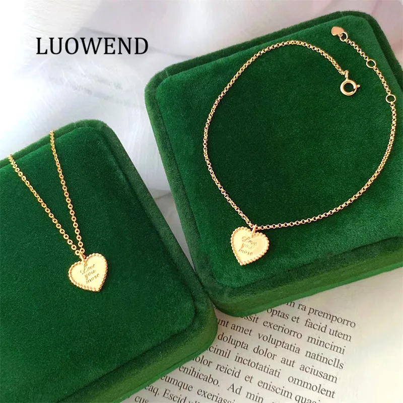 LUOWEND 18K чистого желтого золота колье для женщин обручальные кольца ожерелье День