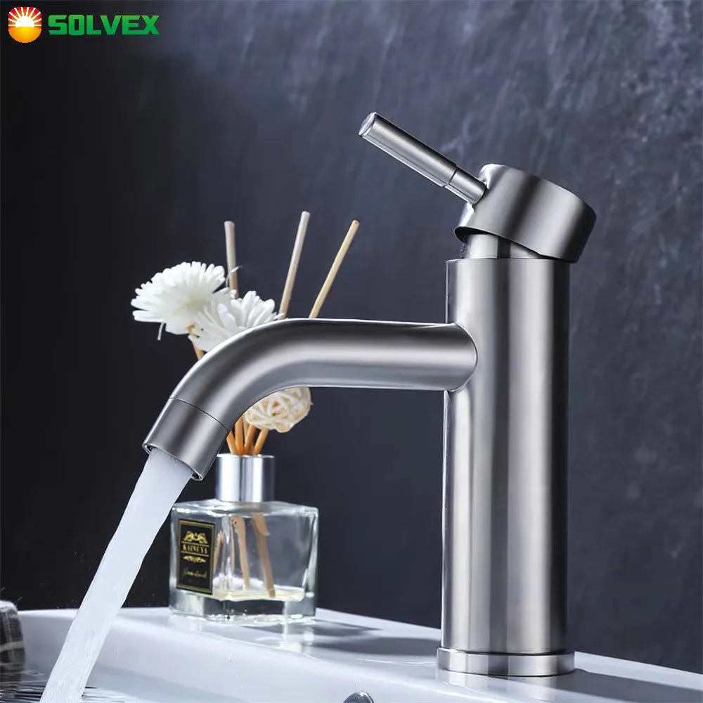 

Bathroom Sink Faucet Stainless Steel Basin Mixer Tap Hot Cold Water Single Handle Washbasin Faucet