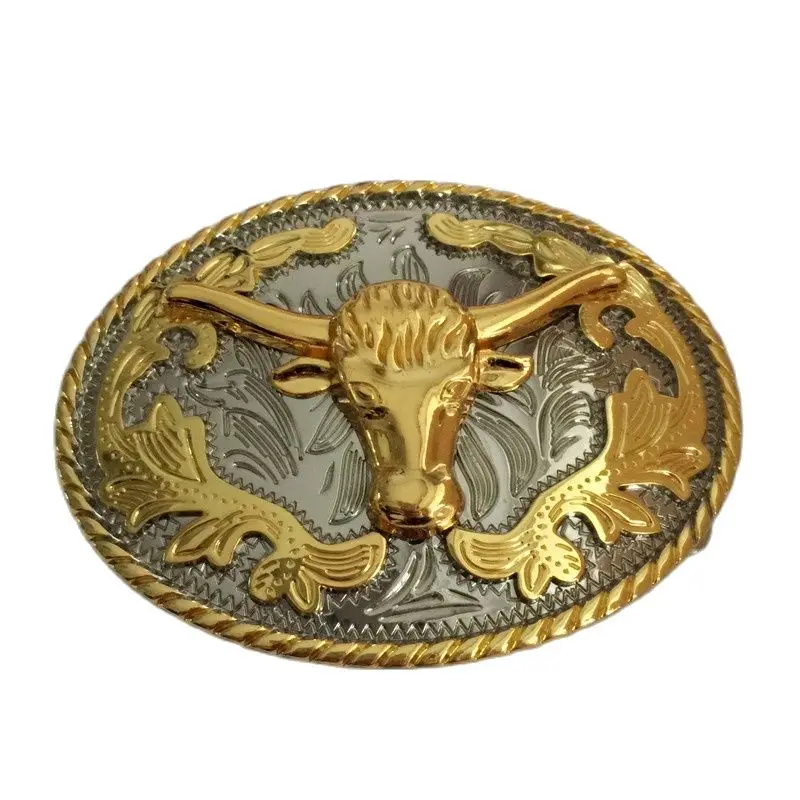 Пряжка для ремня мужская овальная кружевная металлическая ковбойская пряжка с