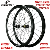 700c disc brake road wheel road bike wheeles thru axle f12 f15 r12alloy 40mm clincher 6 bolt lock hub draw the spokes aluminum