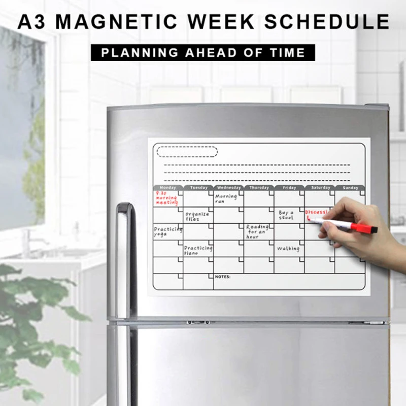 YIBAI A3 ежемесячный календарь магнитная доска сухая стираемая белая для рисования