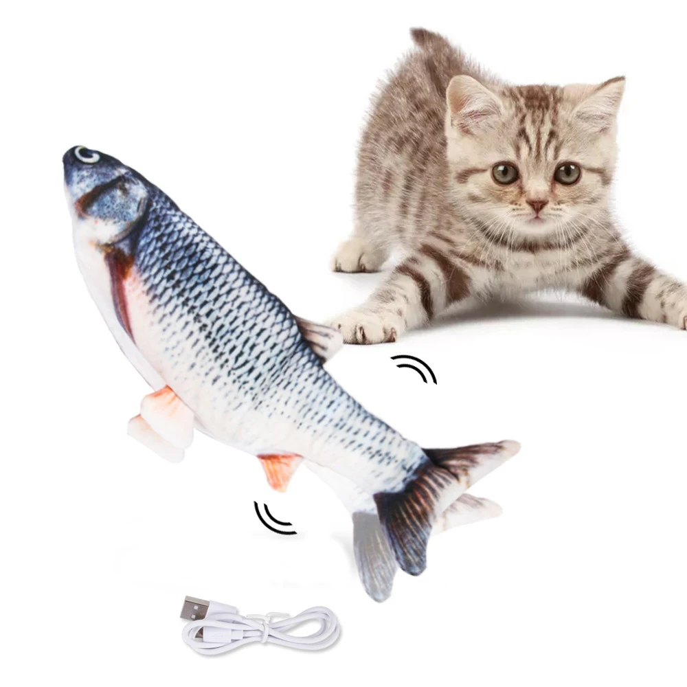 

30CM Electric pet Cat Toy Fish USB Charger Interactive Realistic Cat Chew Bite Toys Catnip floppy Fish Cat toy Cat Wagging Toy