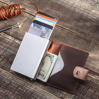 hiram 2021 wallet men money mini bag male aluminium rfid blocking credit card holder wallet small leather coin pocket purse