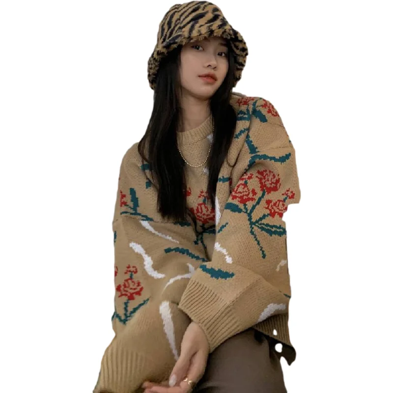 

New Female Sweater Women Winter Pullover Knitting Overszie Long Sleeve Girls Tops Loose Sweaters Knitted Outerwear Thin Sexy