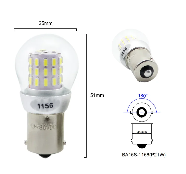 Amywnter 12V 1157 P21/5 Вт BAY15D P21W светодиодный 1156 BA15S PY21W 1056 светодиодный Лампа стоп-сигнал стоп-сигналы S25 сигнал поворота - Испускаемый цвет: 1156-BA15S  Base