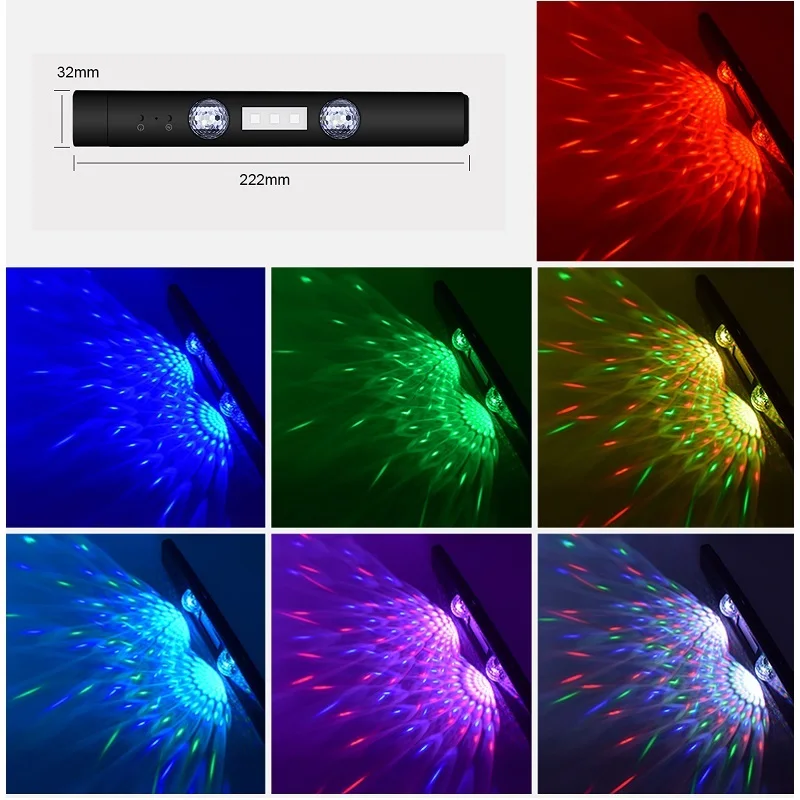 

Автомобильная атмосферная лампа, рассеивающая лампа с пультом дистанционного управления, 5 режимов, Многоцветный портативный декоративсве...