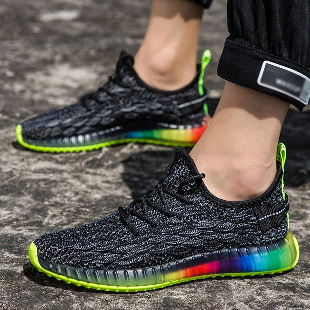 Женская обувь с радужной подошвой Кроссовки на плоской подошве вырезами в виде