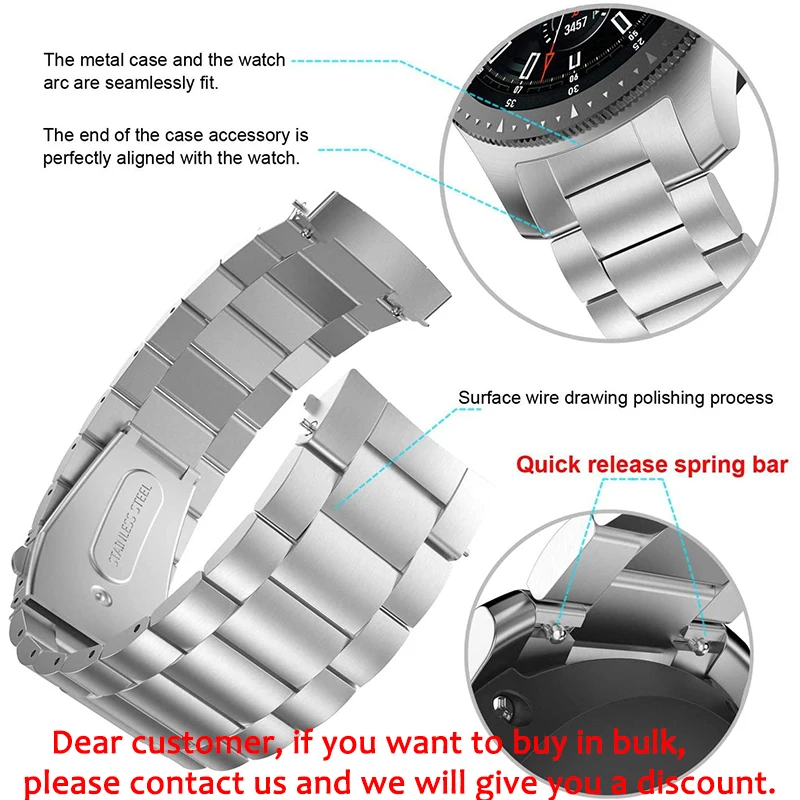 Ремешок из нержавеющей стали для SAMSUNG Galaxy Watch 42 46 мм браслет galaxy watch 3 45 41 18 22 20 24