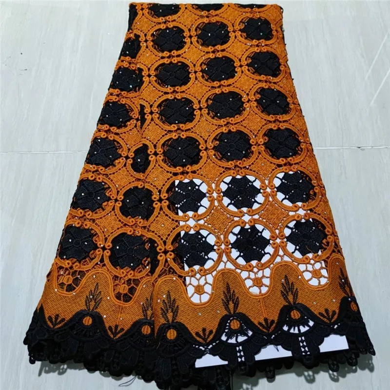 

good quality stones water soluble lace fabric 5yards african guipure lace with stones for women party dress YAYUE11193