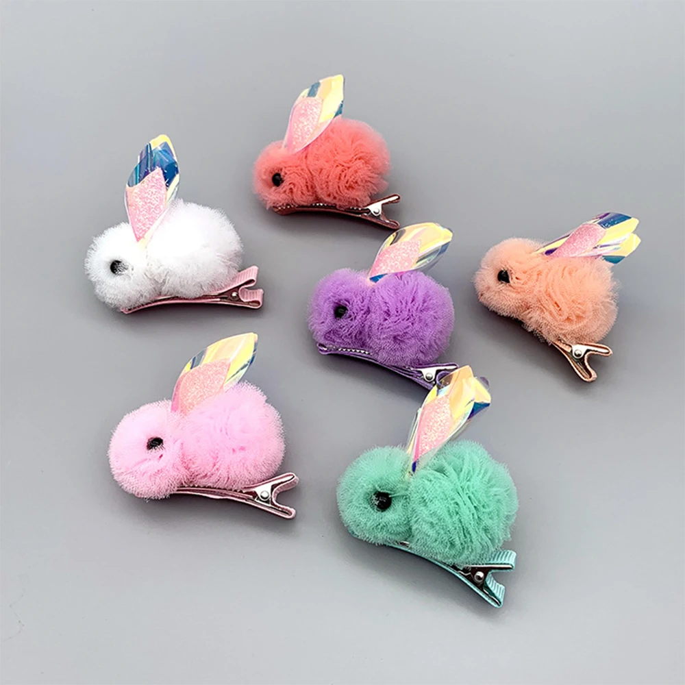 Милая детская заколка для волос с кроликом шифоновая ткань пряжи Банни животных