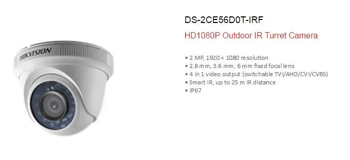 Hikvision, английская версия, 4 в 1, переключатель, возможность DS-2CE56D0T-IRF, HD1080P, CCTV, камера безопасности, IR, 20 м, 2МП, камера ночного видения для помещений