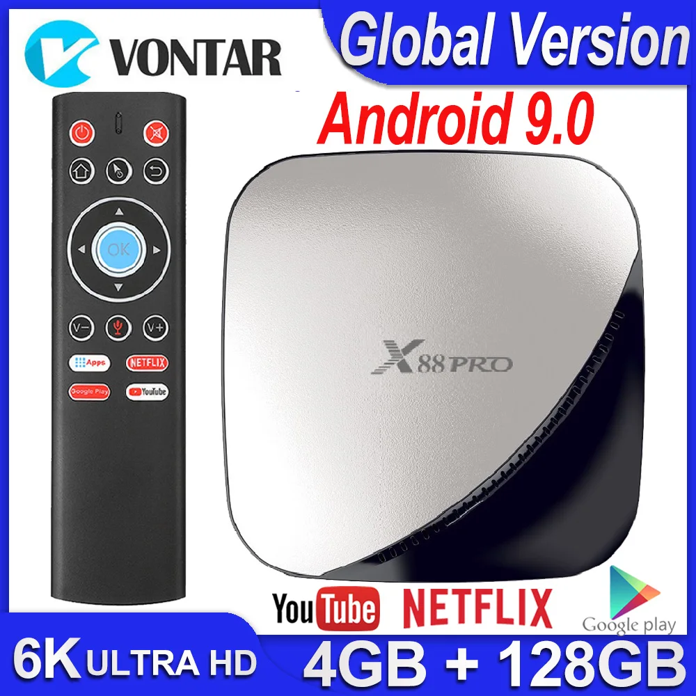 ТВ приставка Android 9,0 Smart tv BOX X88 Pro 4 ГБ ОЗУ 32 ГБ/64 Гб/128 Гб ПЗУ Android tv BOX 4K 60fps RK3318 ТВ приставка Google Netflix Youtube