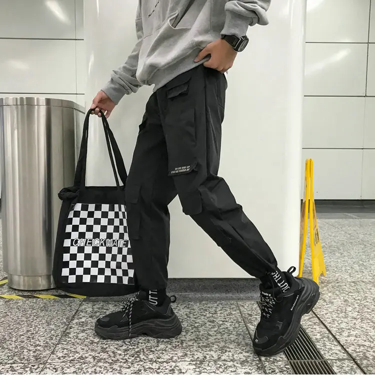 Men Streetwear Cargo Pants 2021 Overalls Mens Baggy Hip Hop Joggers Pants Pockets Harem Pants Purple Sweatpants Korean alibaba pants