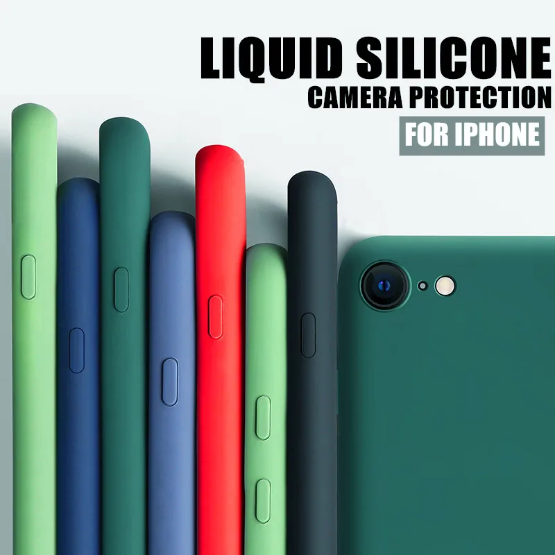 

New Liquid Silicone Camera Protection Case For iPhone 13 13Pro 12 Mini SE 2020 7 8 6 6S PIus 11 Pro Xs Max XR X Soft Back Cover