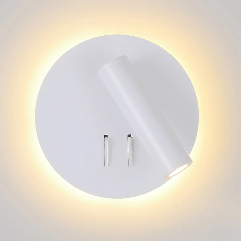 

Nordic LED Wall Lamp With Switch 3W Spotlight 7W Backlight Free Rotation Sconce Wall Light For Home Bedroom Bedside