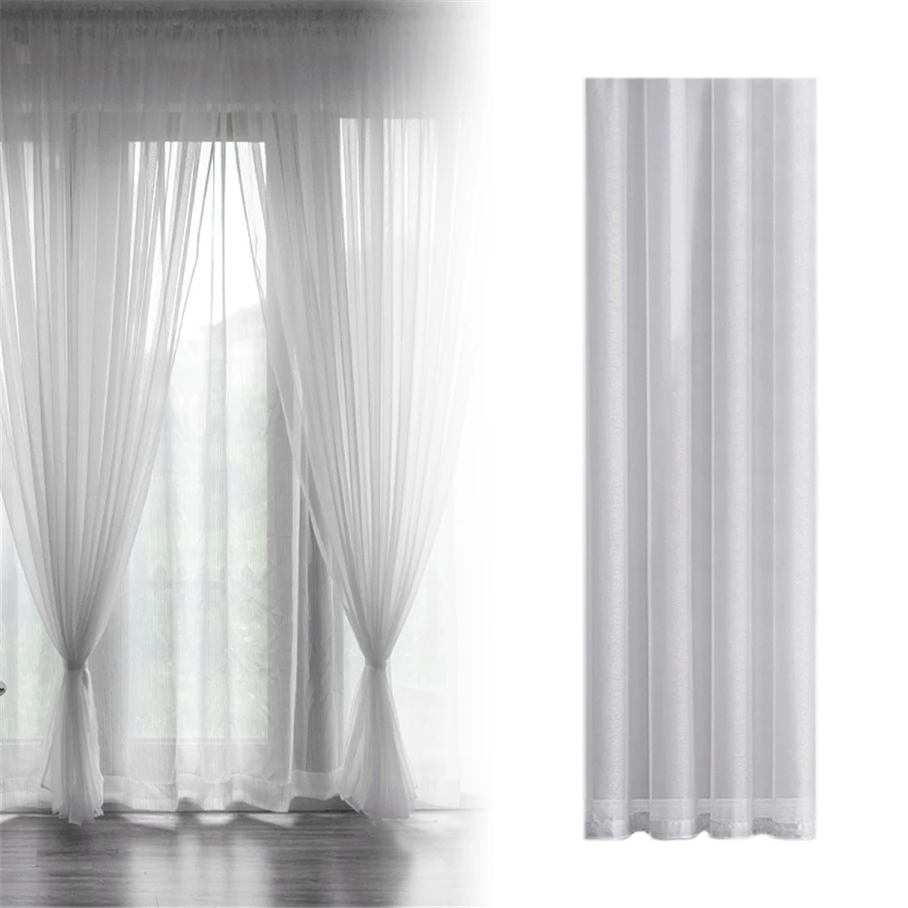 

European Pure White Gauze Curtain Wedding Polyester Chiffon Curtain For Home Kitchen Living Room Window Door Adaptable
