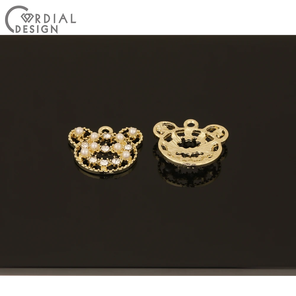 

Cordial Design 100Pcs 16*19MM Earrings Accessories/Hand Made/Rhinestone Charms/Pendants/Animal Shape/Imitation Pearl/DIY Making