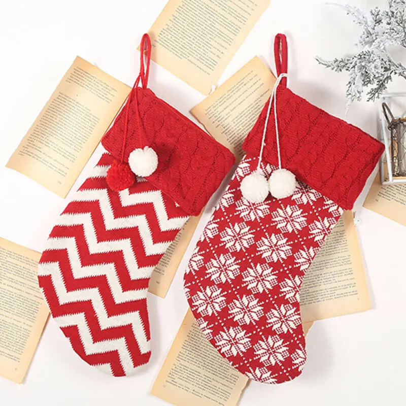 Роскошные рождественские чулки вязаные Традиционные подарки Санты