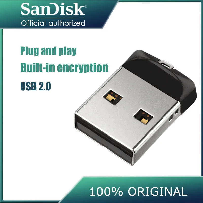 Двойной Флеш накопитель SanDisk Cruzer Fit CZ33 супер мини USB флэш 16 Гб оперативной памяти 32