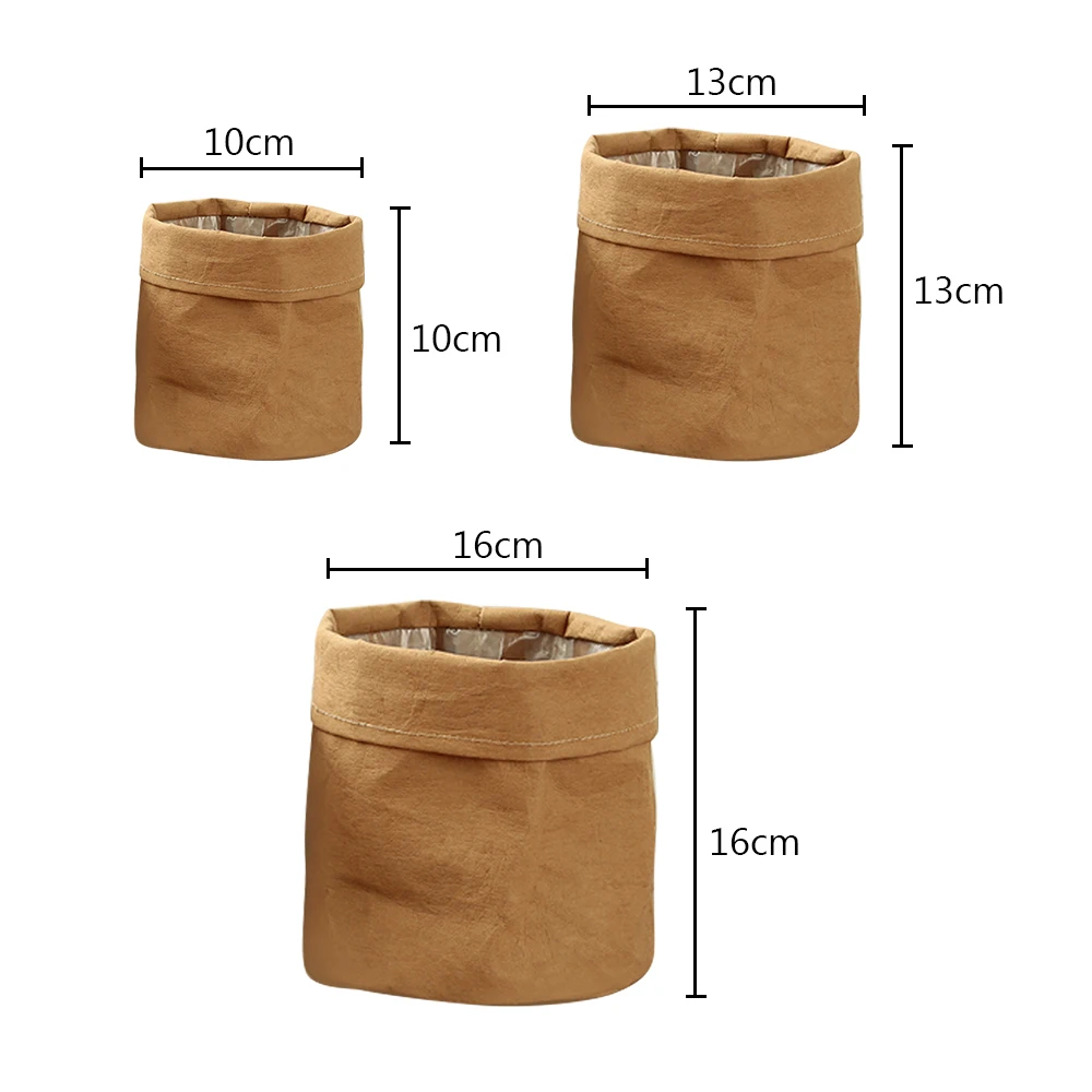 Plant Pot Coat Kraft Paper Basket Flower Cover Waterproof Multifunctional Cosmetic Bag Reusable For Home Decor | Дом и сад