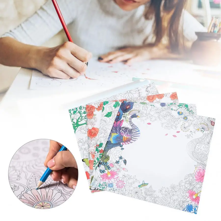 4 шт. книжка раскраска для снятия стресса|Рисовальные наборы| |