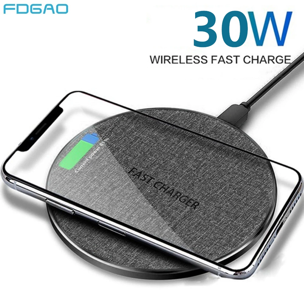 

FDGAO 30W Wireless Charger For Samsung S22 S21 Note 20 Induction Quick Charging Pad Fast Charge for iPhone 14 13 12 11 X XR XS 8