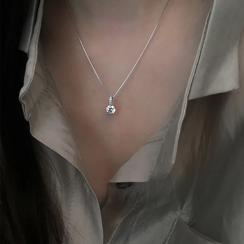 

Модные бриллиантовые серебряные ожерелья AAA с цирконом, блестящие бриллиантовые подвески для женщин, чокер для помолвки, Изящные Ювелирные ...