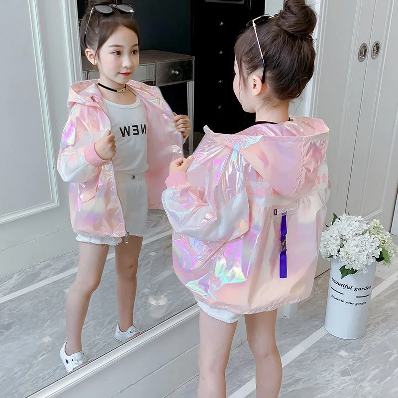 New Fashion Letter Jacket For Girls Summer Sun Protection Coat Big Kids Outerwear Casual Children's Clothing 5 6 8 10 12 14 Year