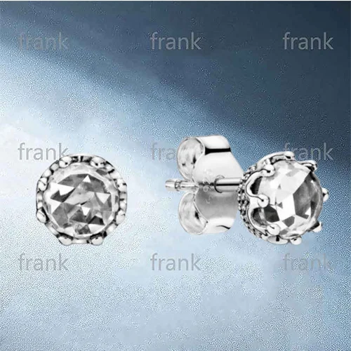 

298311CZ Clear Sparkling Crown Stud Earrings