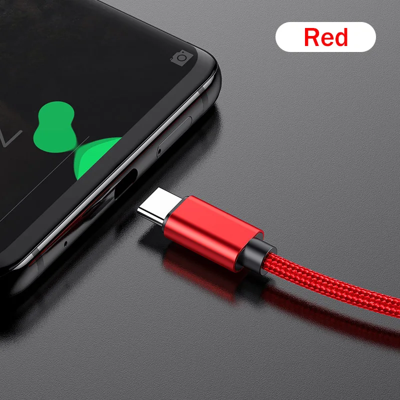 YKZ usb type-C кабель 3A быстрое зарядное устройство кабель для samsung S9 type-c кабель для передачи данных USB C зарядный кабель для huawei P30 Xiaomi Mi 9 - Цвет: Красный