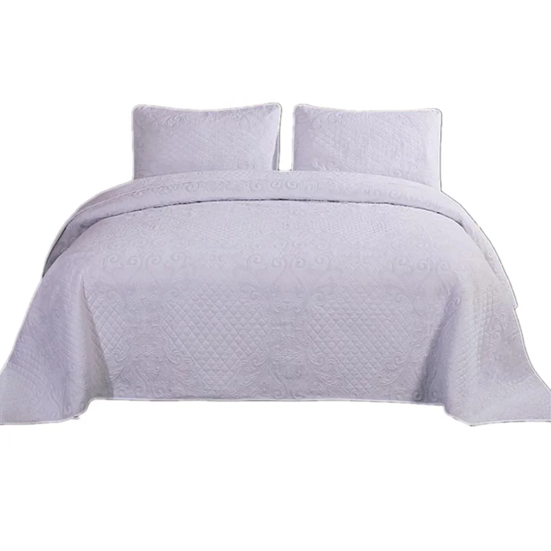 Комплект постельного белья из 3 предметов однотонное белое одеяло с волнистым