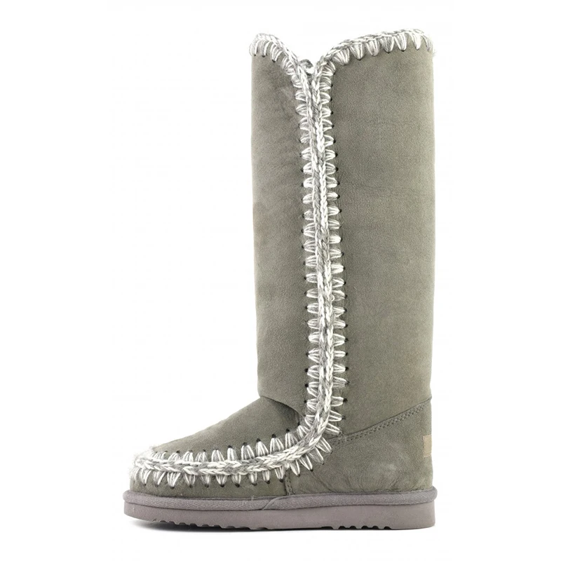

Moug winter shoes women snow knee high boots original eskimo tall handmade sheepskin platform ladies long botas