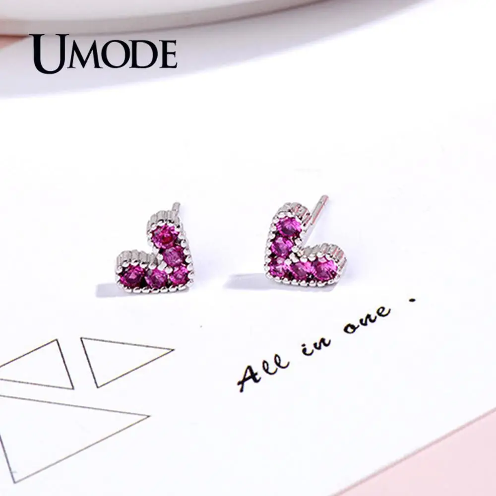 UMODE новые серьги гвоздики из стерлингового серебра 925 пробы с фиолетовым красным