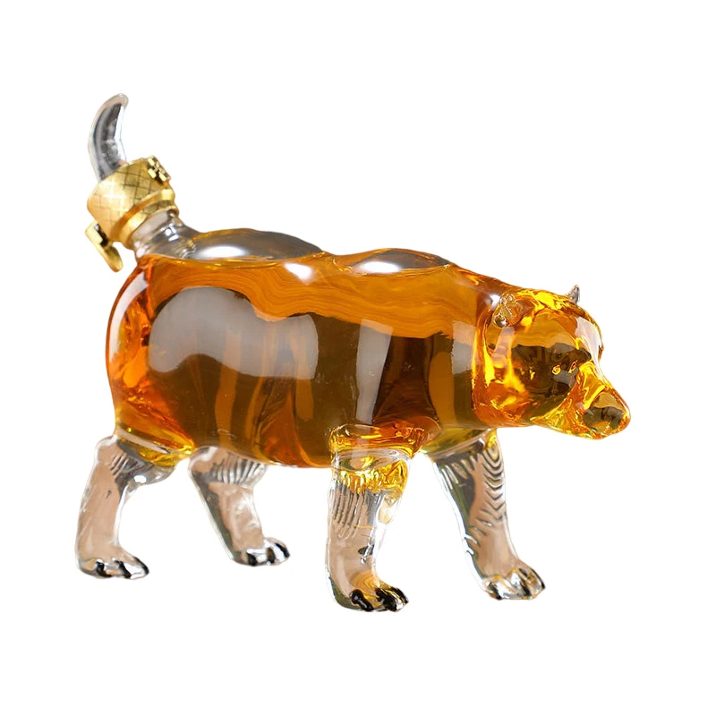 

Polar bear shaped novelty animal design wine decanter lead -free glass barware whiskey decanter for Liquor Scotch Bourbon
