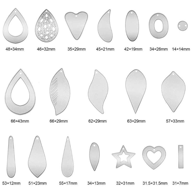 

19Pcs Earring Cutting Dies Earrings Cut Template Die-Cut Leather Teardrop Leaf Die Cutting Molds for Making Earrings DIY