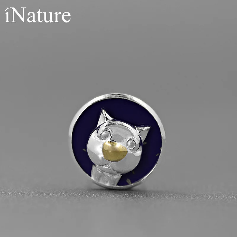 INATURE 925 пробы серебро лазурит броши кошки для Для женщин животное брошь вечеринки